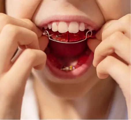 person inserting retainer