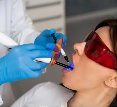 woman getting laser treatment