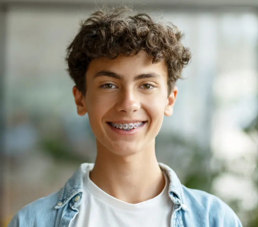 boy with braces smiling